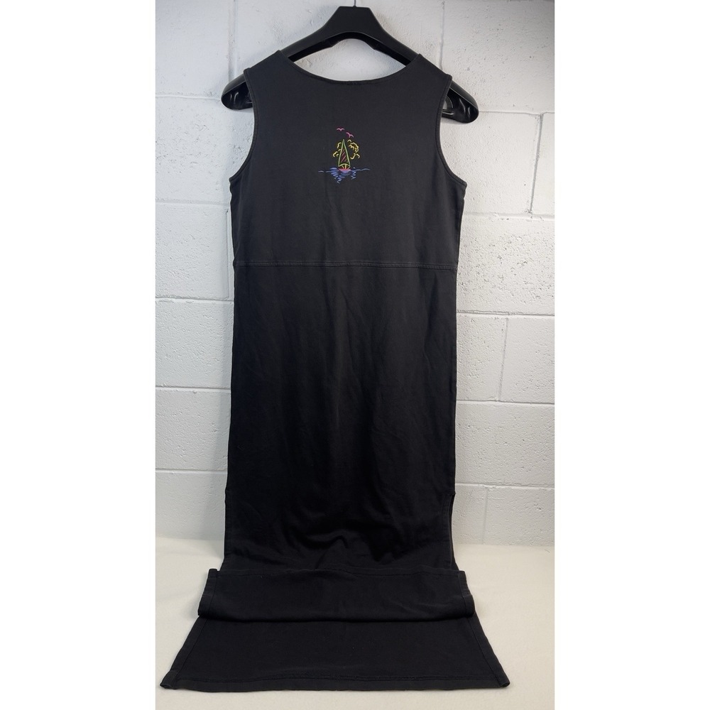 vtg SWEET JESSIE Black beach Sea Side LONG DRESS sleeveless Sz L - Picture 8 of 8